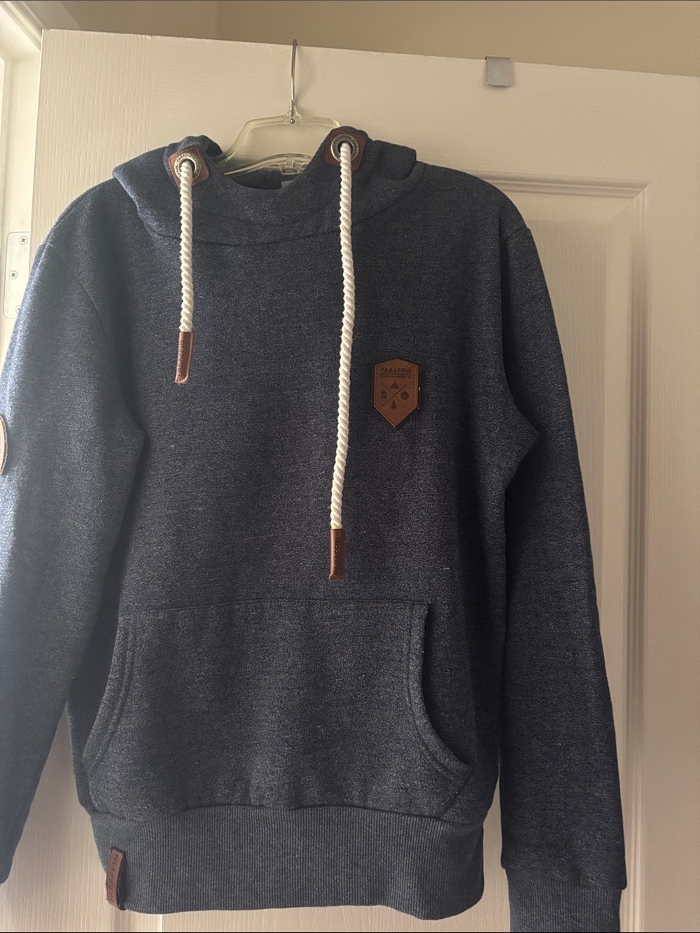 Men's Paraffin Premium Navy Hooded Pullover Sweatshirt with Rope Drawstrings
